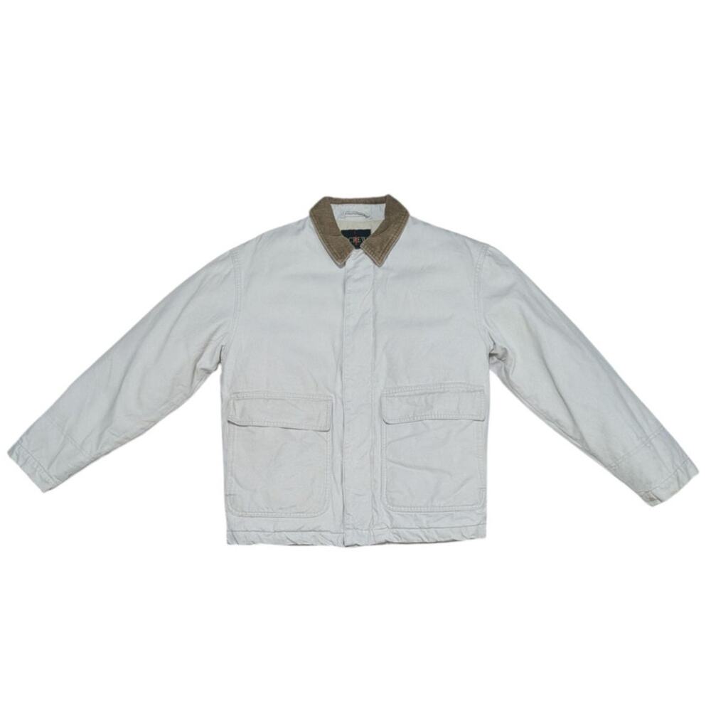 Vintage J Crew Goose Down Oarsman Canvas Bomber Jacket Cream Off White Grunge